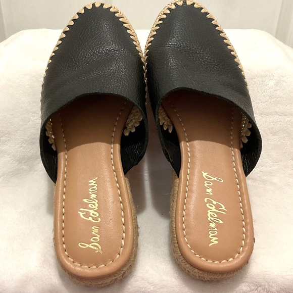 Sam Edelman Black Austin Espadrille Closed Toe Sandal Tumbled Leather 7.5M - Picture 12 of 14